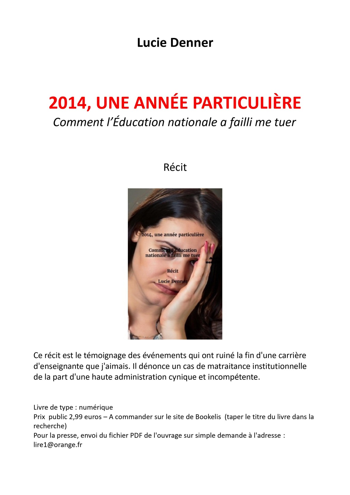 2014 Une année particulière de Lucie Denner ou comment l'Education nationale a failli me tuer (1)